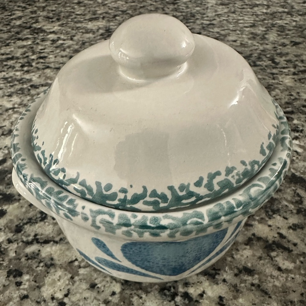 Blue Heart Ceramic Bowl With Lid